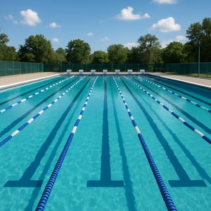 Outdoor swimming pool with lane lines Outdoor swimming pool with lane lines