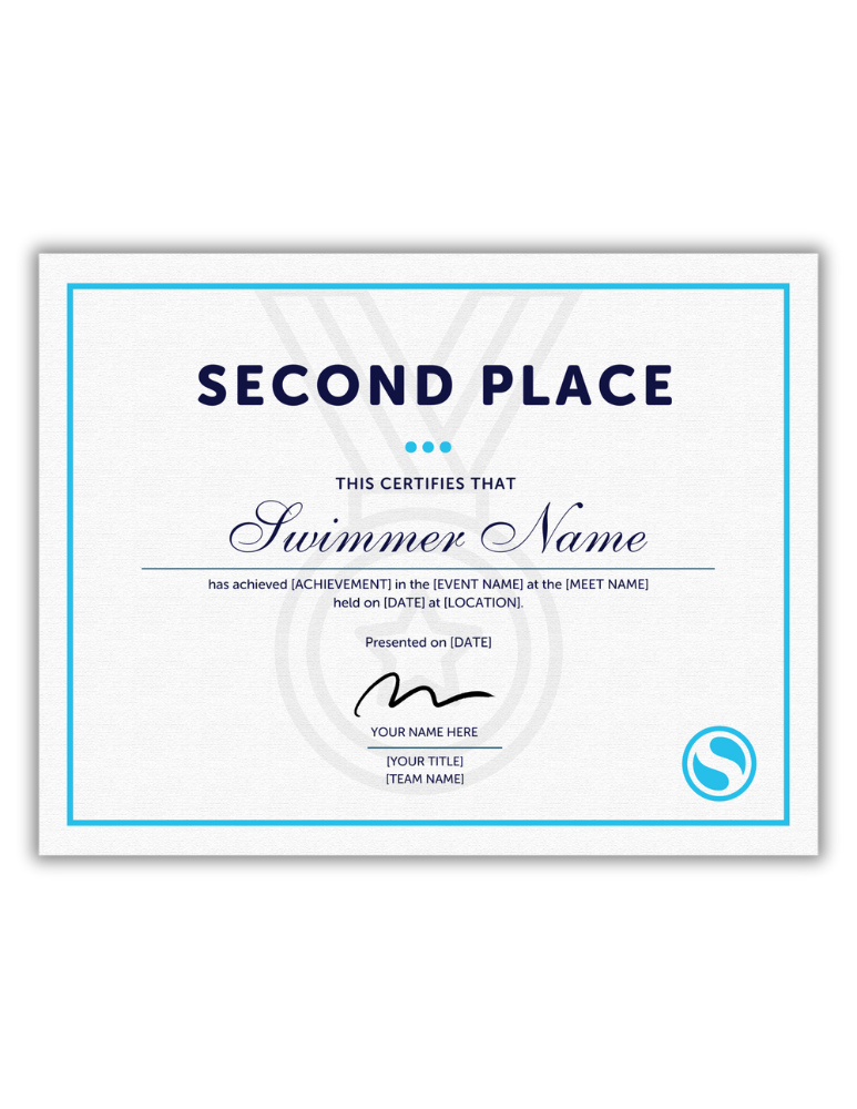 Second Place Certificate